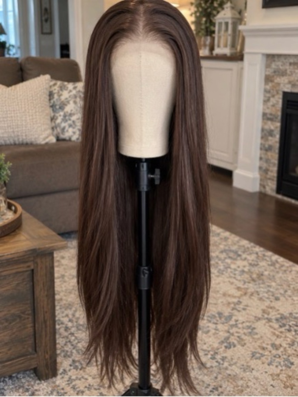 24–26” Long Brown lightly layered 13x6 Lace Front Wig